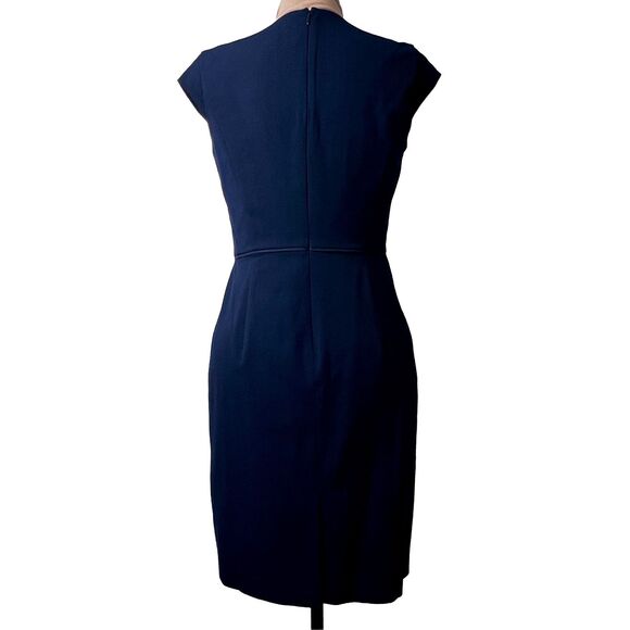Ann Taylor's Navy Blue V-Neck Cap Sleeve Back Zip Sheath Dress - Picture 7 of 12